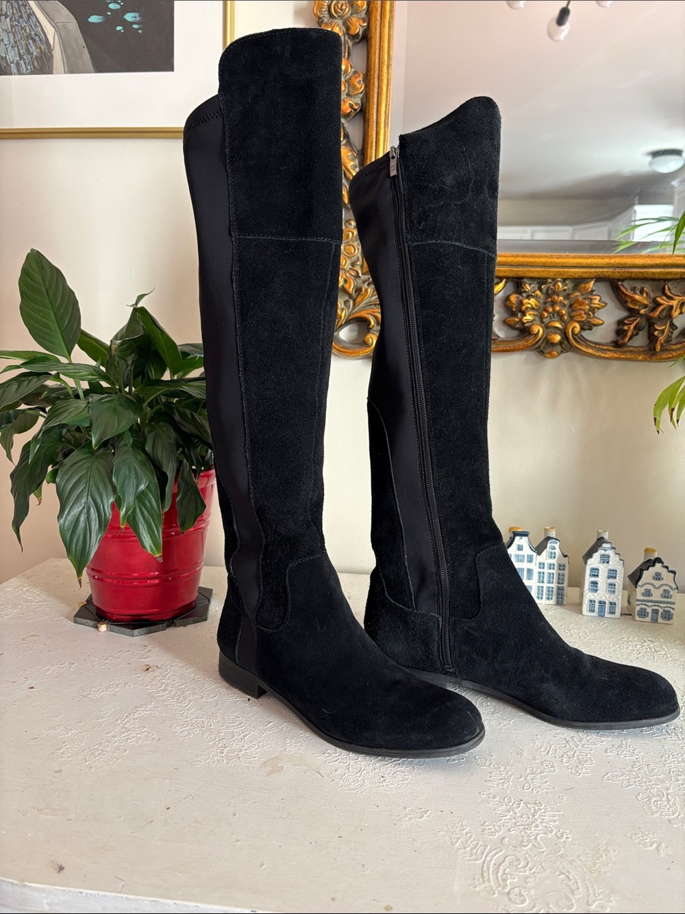 Franco Sarto Black Suede Over-the-Knee Boots